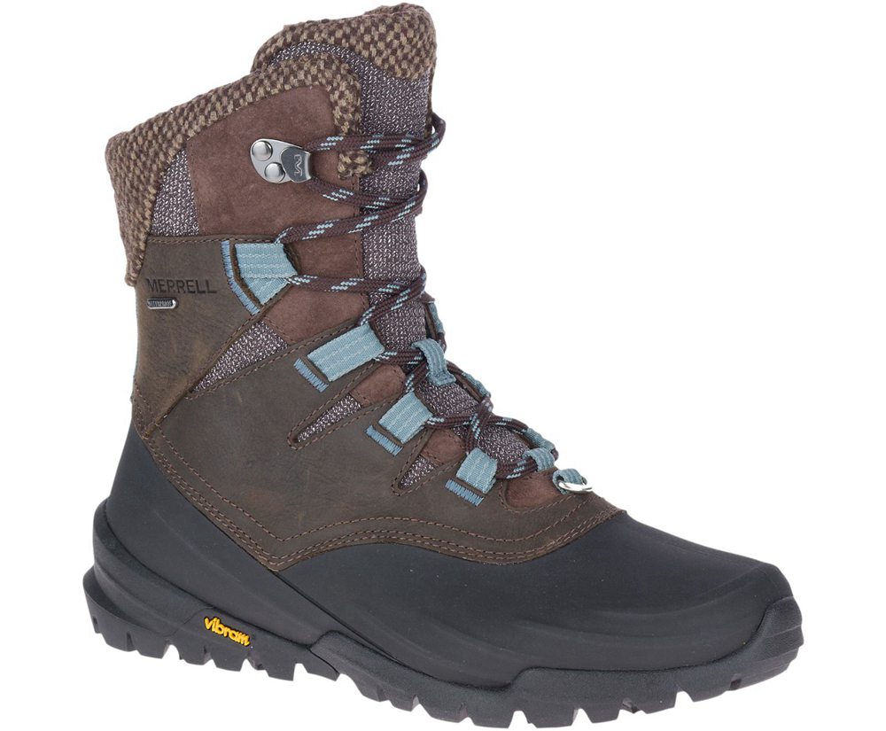 Kozaki Merrell Damskie Brązowe - Thermo Aurora 2 Mid Shell Waterproof - 037498-YFZ